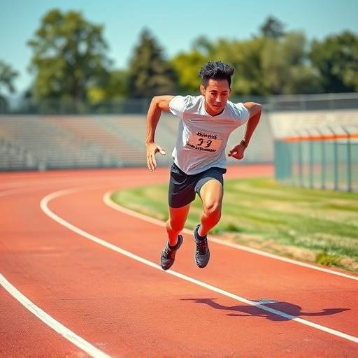 Athlete running on a track