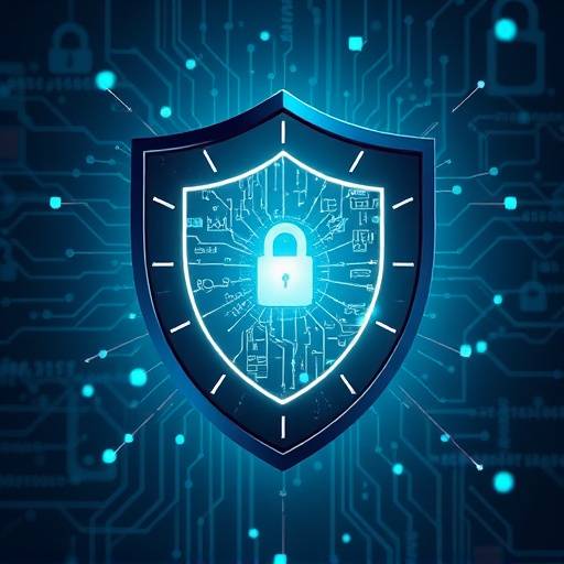Illustration of a shield protecting data, symbolizing data privacy